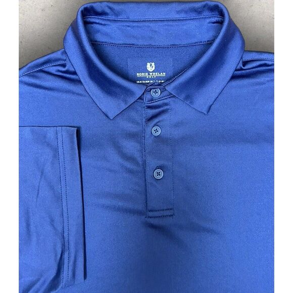Rorie Whelan Golf Men's‎ Polo Shirt M Blue Solid Polyester Spandex - Picture 1 of 8